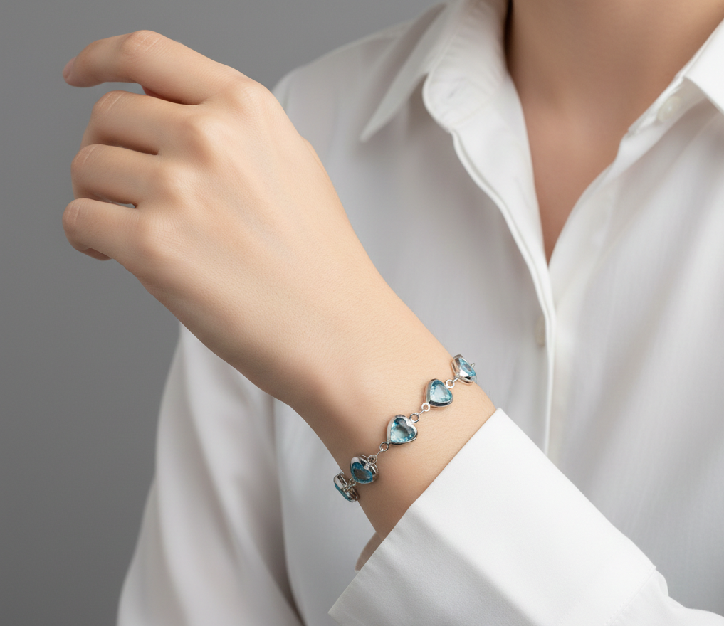 Bracelet Couple en Acier Inoxydable – Style Tendance & Verre Incrusté
