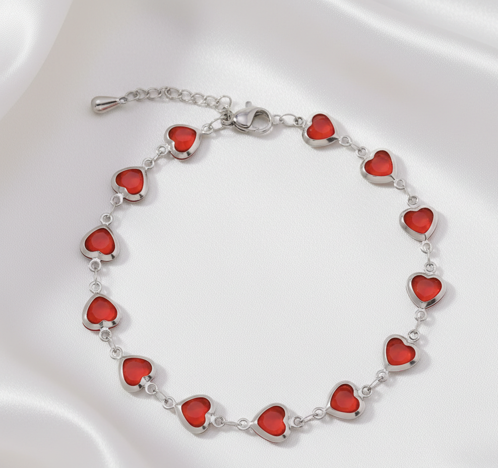 Bracelet Couple en Acier Inoxydable – Style Tendance & Verre Incrusté