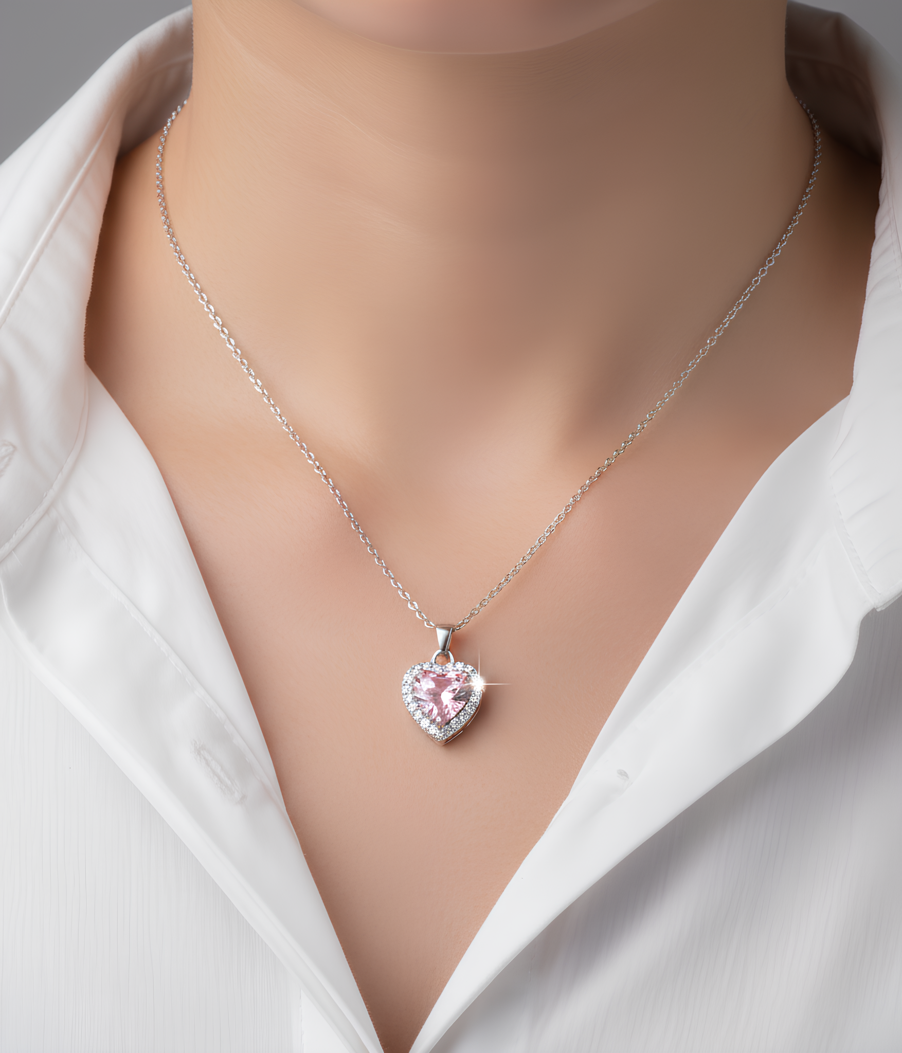 Collier Femme Cœur Adorable en Cuivre – Plaqué & Zircones