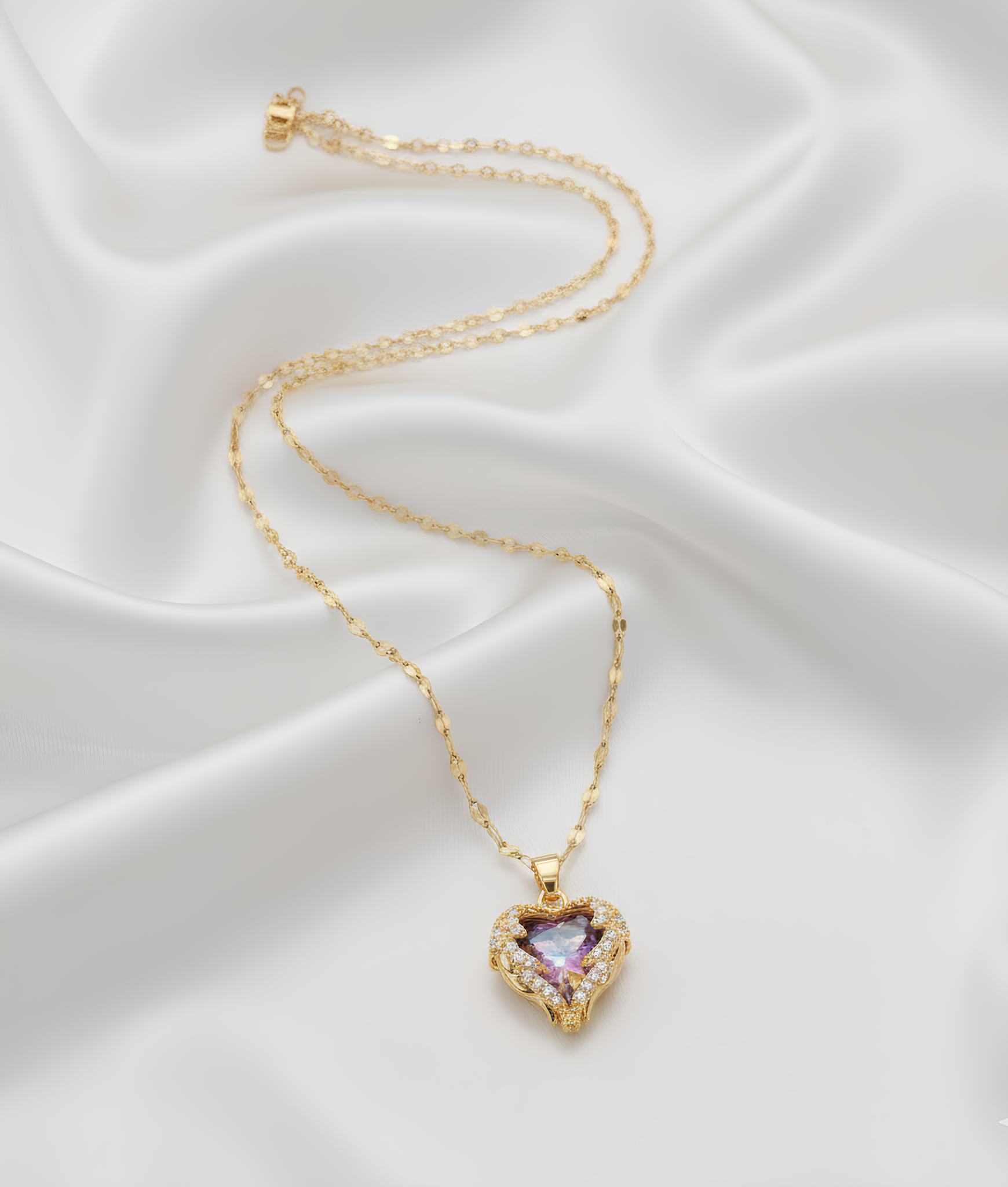 Collier Cœur Femme en Acier Inoxydable – Doré & Accent Rose Élégant