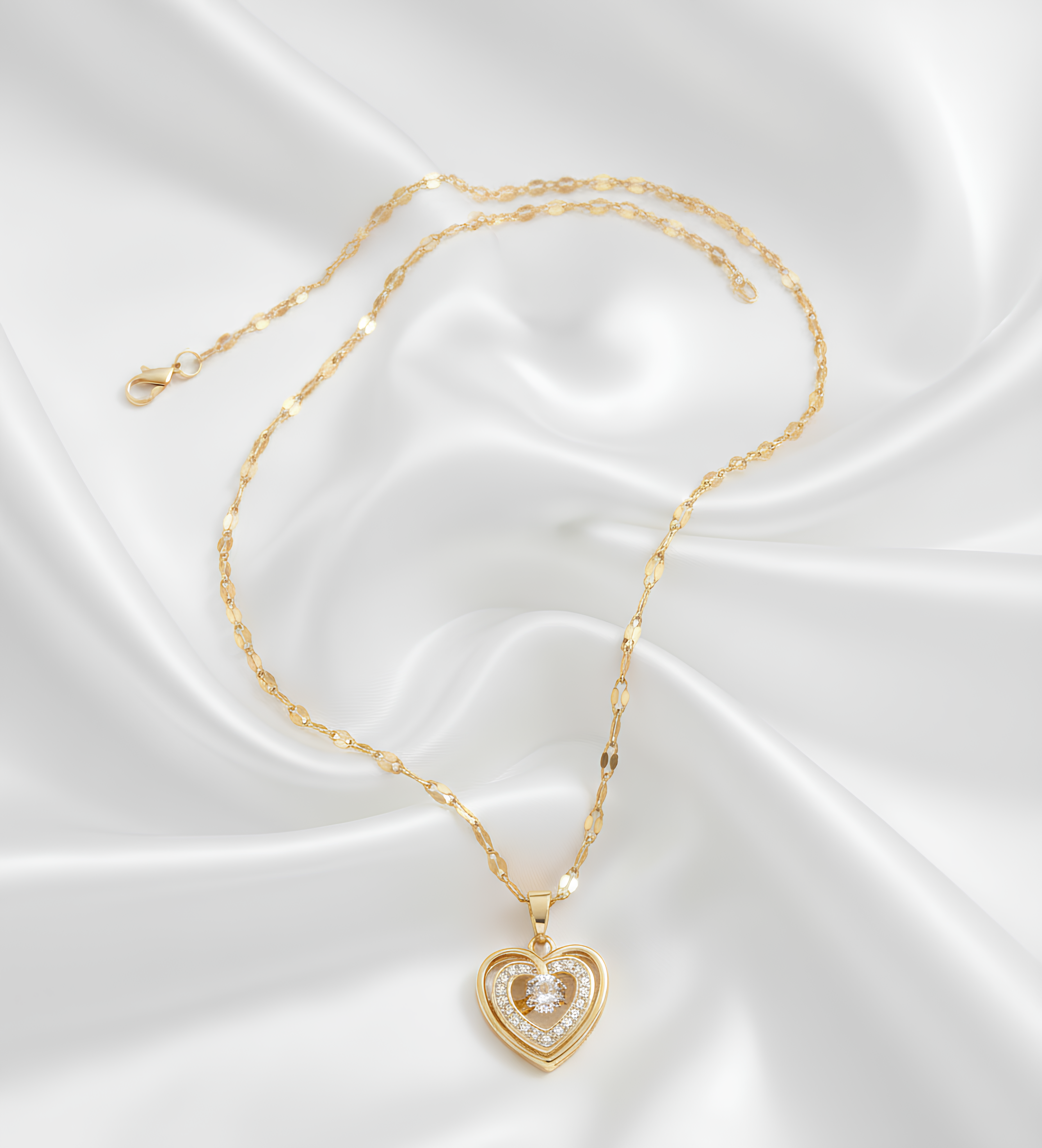 Collier Cœur Femme en Acier Inoxydable – Zircone Cubique & Style Élégant