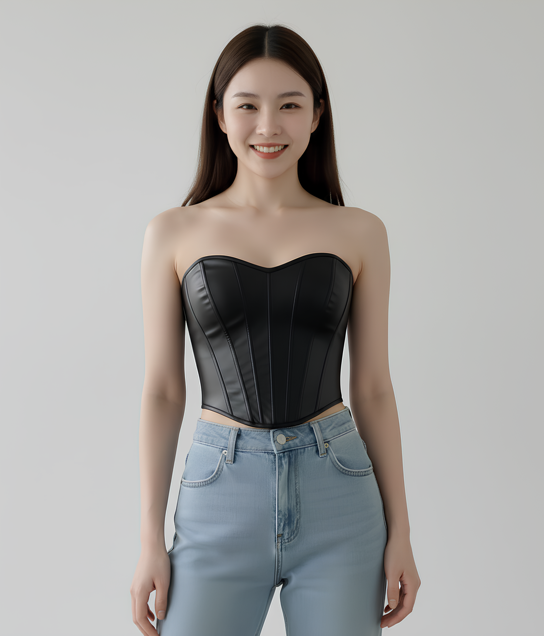 Corset Bustier en Similicuir – Sans Bretelles & Effet Gainant