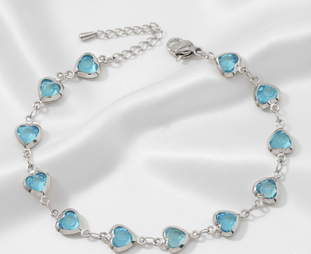 Bracelet Couple en Acier Inoxydable – Style Tendance & Verre Incrusté