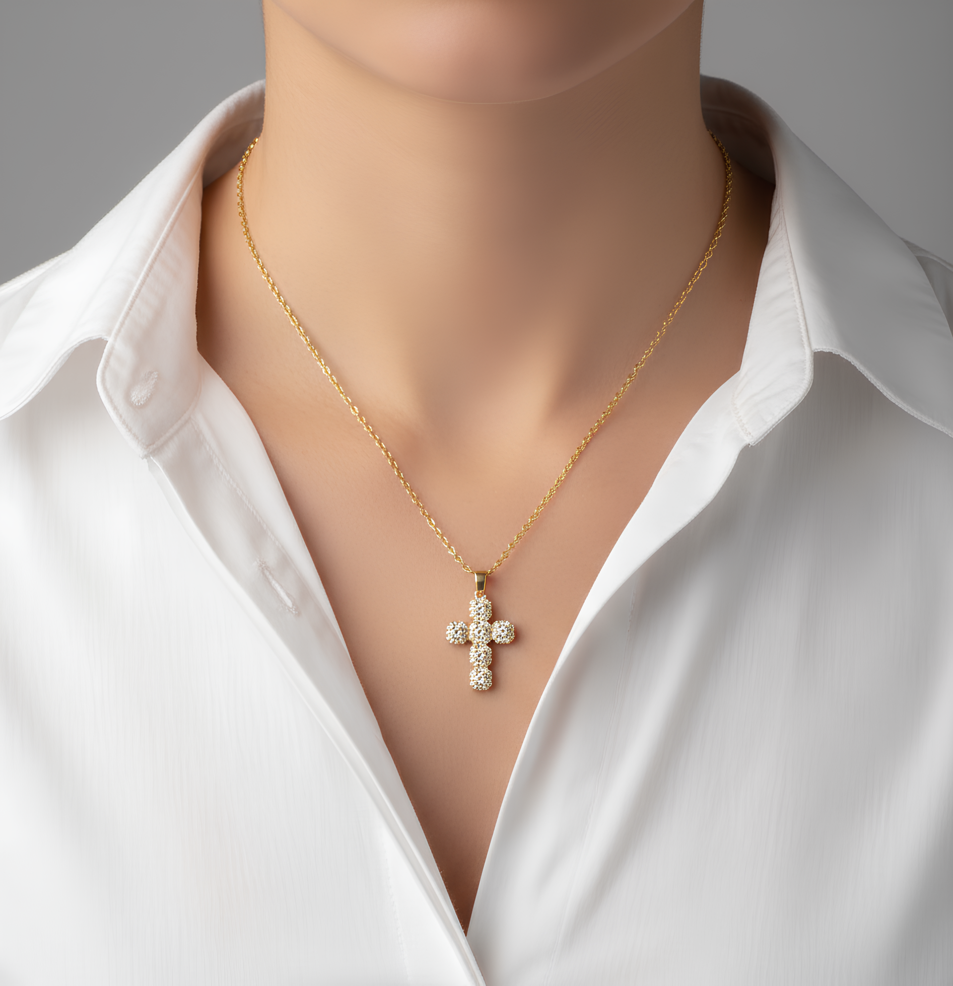 Collier Femme Croix en Zircone Colorée – Acier Inoxydable 304 Plaqué Or 18K