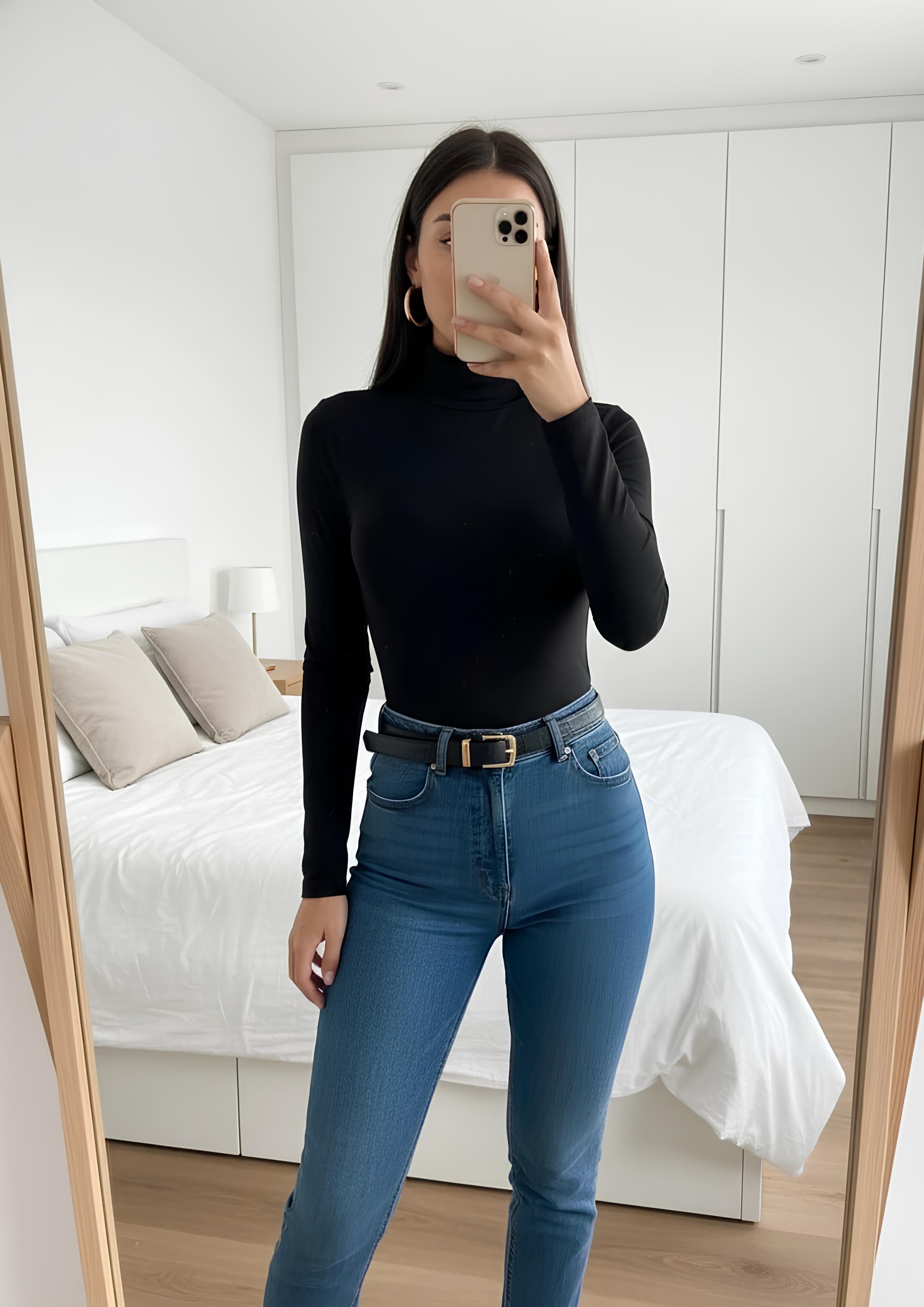 Body Manches Longues à Col Montant