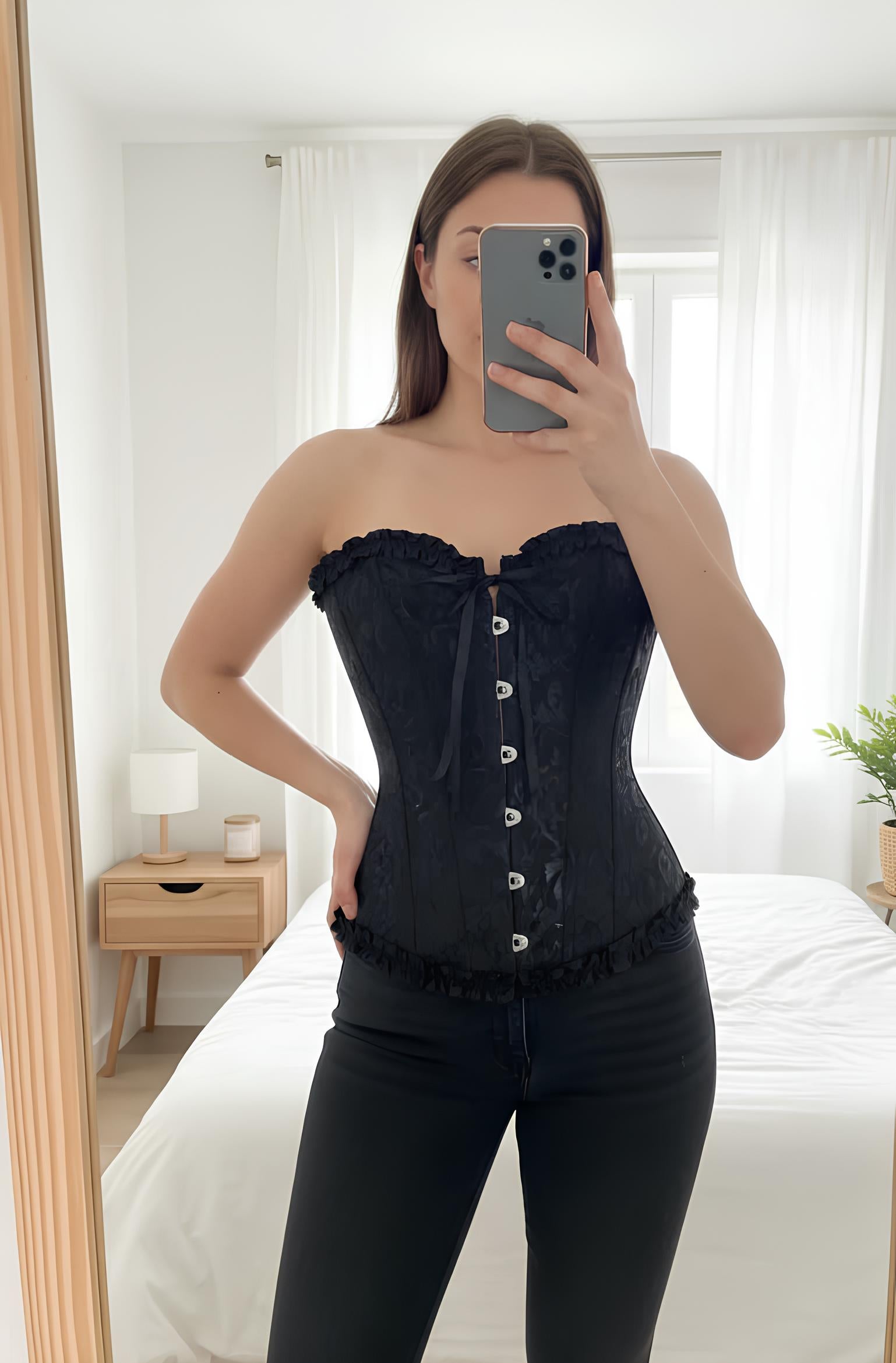 Corset Vintage Floral en Dentelle – Coupe Ajustée & Taille Sculptée